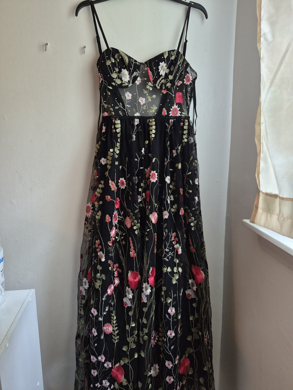 Black Floral Embroidered Gown
